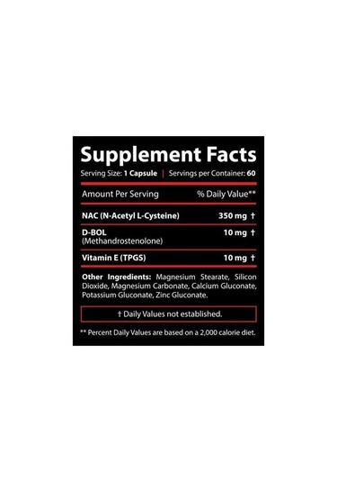 Core Labs X D-bol N.a.c N-acetyl L-cysteine Bulk Up King 60 Caps Aromasız