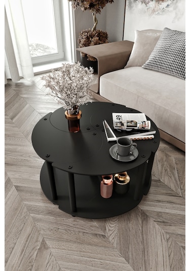 Yin Yang Unıty Serenıty Orta Sehpa 4 Lü Siyah 70 Cm Siyah