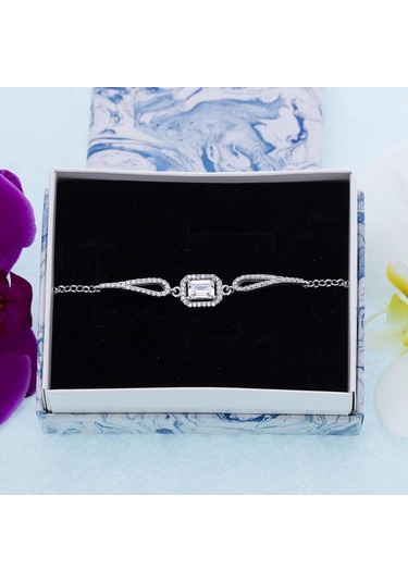 Nagiss Baget Zirkon Taşlı Trapez Model 925 Ayar Gümüş Kadın Bileklik