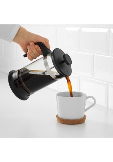 Çay Kahve Demleme, French Press, Bitki Çayı Demleme 1lt Siyah - Şeffaf