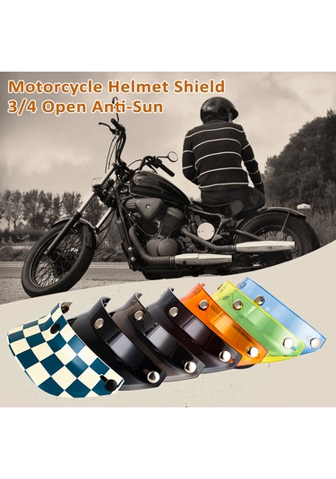 Youtek Retro Motosiklet Kaskı Siperliği, My01 Güneş Koruma Ve Stil İçin Üç Tokalı Siyah Model