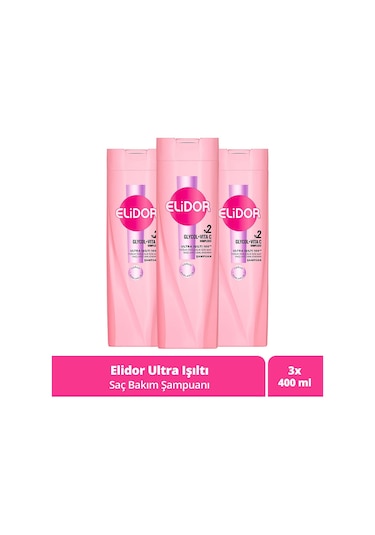 Elidor Saç Bakım Şampuanı Ultra Işıltı Yoğun Parlaklık 400 Ml X3