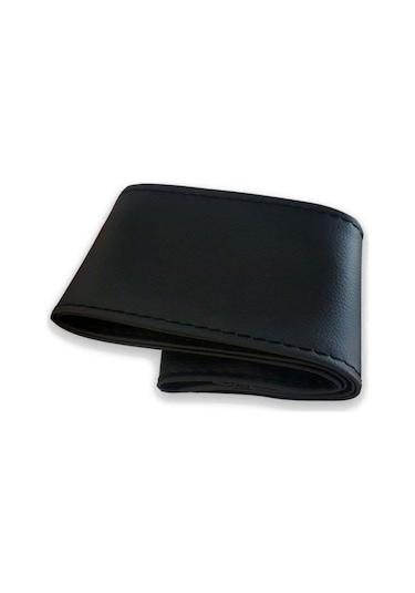 Universal 10 Adet Deri Dikmeli Direksiyon Kılıfı Soft Siyah Deri-Siyah İpli 38×10CM
