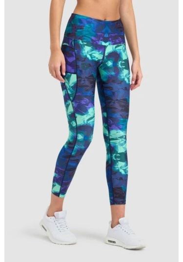 Arena Yeşil Desenli Destekleyici Yüksek Bel Kadın Tayt 005720660 Yeşil Desenli