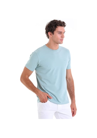 Hatemoğlu Mint Regular Fit Düz Pamuklu Bisiklet Yaka Triko Tişört Mint