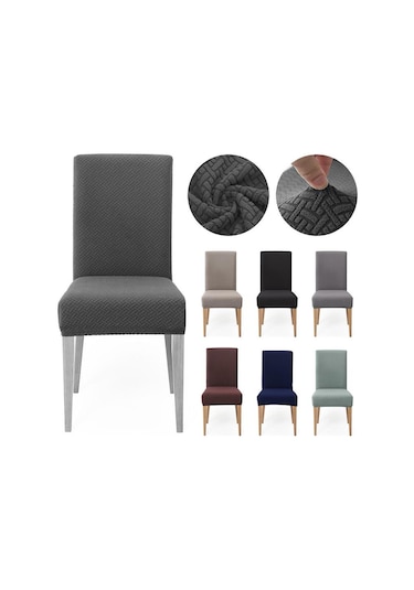 Koyu Gri Yemek Sandalyesi Yıkanabilir Streç Slipcover Çıkarılabilir Sandalye Koruyucu Kapakları