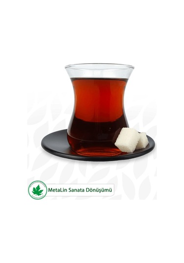 12'li Metal Çay Tabağı - Siyah Siyah