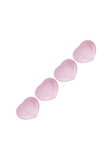 Konesam 4 Adet Doğal Pembe Kuvars Kalp Şeklinde Taş - Polished, Kimyasal İşlem Yok - Aşk Belgesi Hediyesi 25x25x10mm