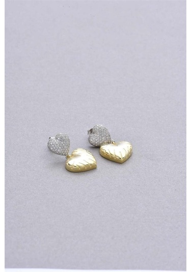 İki Kalpli 925 Ayar Gümüş Küpe-1325