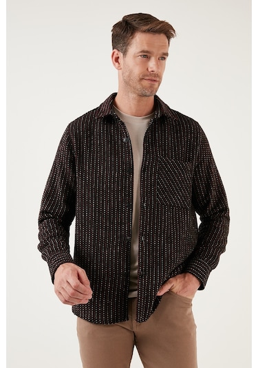 Buratti Desenli Cepli Regular Fit Uzun Kollu Kışlık Erkek Gömlek Cf24W127187 Siyah-Bordo Buratti Desenli Cepli Regular Fit Uzun Kollu Kışlık Erkek Gömlek Cf24W127187 Siyah-Bordo