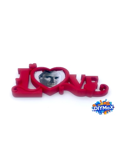 Love Yazılı Fotoğraf Tutucu Stand Kırmızı Dekoratif Fotoğraf Çerçevesi