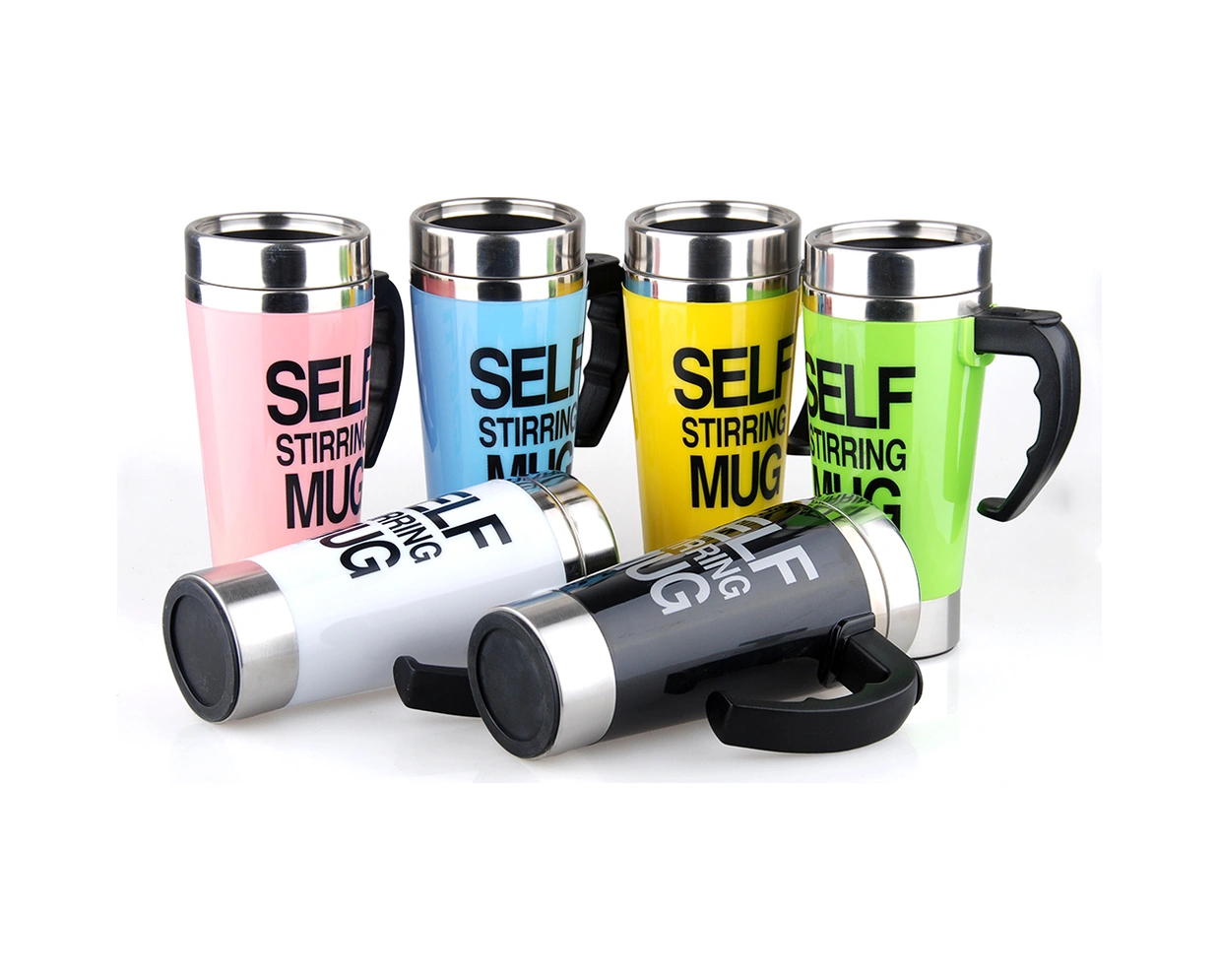 Geeksen Otomatik Elektrikli Karıştırıcı Kupa, 500ml Paslanmaz Çelik, Kahve/süt/su İçin, Sigortalı Kapak, Ofis/ev Kullanıma Uygun, Beyaz Diğer