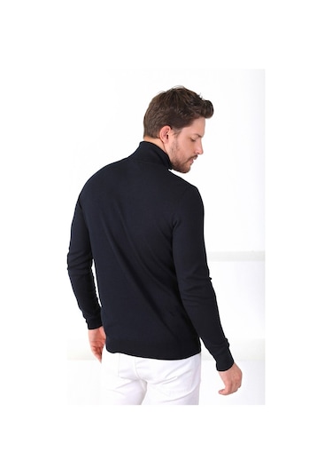 Ferraro Lacivert Balıkçı Yaka Pamuk Kazak Lacivert