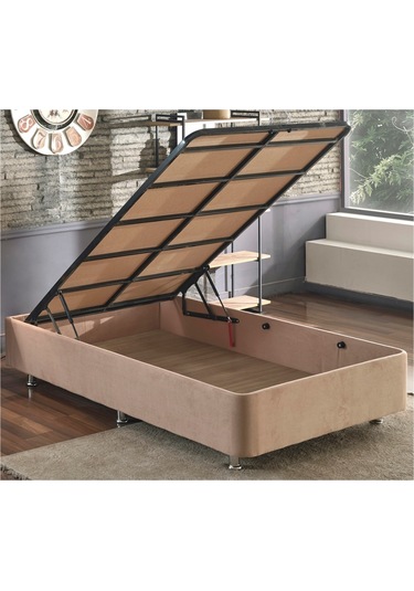 Nironyatak Niron Rama Baza Ve Başlık Seti 120X200 Cm Tek Kişilik Sütlü Kahve