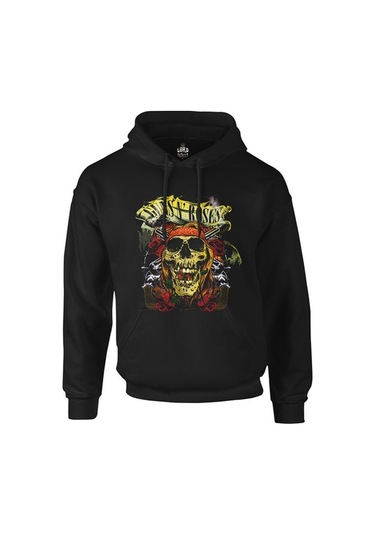 Guns N Roses Siyah Erkek Fermuarsız Kapşonlu