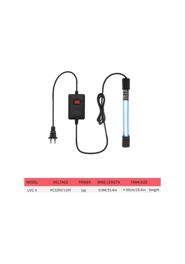 Padalink Akvaryum İçin Uvc-5 Dalgıç Uv Cihazı - 99.99% Etkili Dezenfeksiyon, Hızlı Temizlik, Su Canlıları Sağlığı Koruma Timer Yok, Avrupa Standartı Mor