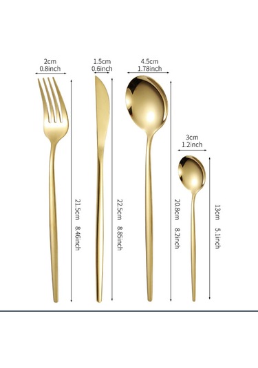 Suntek Mutfak Çatal Bıçak Takımı Çok Altın-16-adet