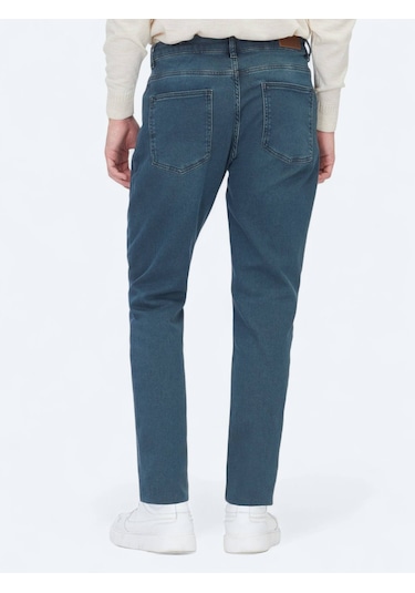 Petrol Slim Fit Denim Pamuk Karışımlı Pantolon Petrol