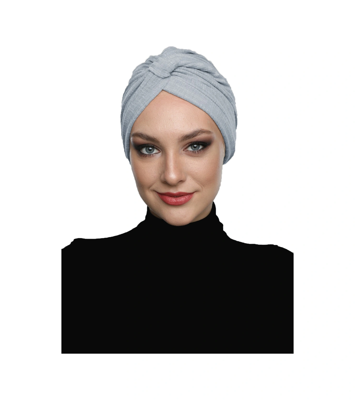 Pamuklu Bantlı Çapraz Astarlı Gri Hazır Türban Tesettür Havuz Bonesi Gri