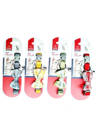 Nunbell Çıngıraklı Fiyonk Papyon Kedi Boyun Tasması 23-35 Cm Gri