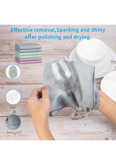 Balık Ölçeği Streak Ücretsiz Sihirli Cam Pencere Araç Aynası Mikrofiber Temizlik Bezleri, Paket 6, Mix