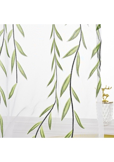 Oturma Odası İçin Yıkanabilir Modern Şeffaf Perdeler Yeşil 260 Cm Diğer