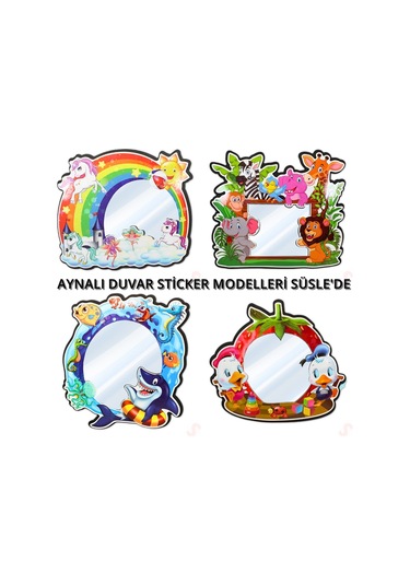 Unicorn Aynalı Duvar Stickerı, 33cm X 30cm 1+
