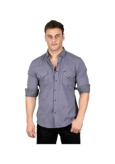 Deepsea Erkek Füme Çıtçıtlı Kot Gömlek 2300419 Füme Deepsea Erkek Füme Çıtçıtlı Kot Gömlek 2300419 Füme