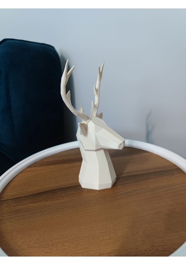 Geyik Figürlü Modern Dekoratif Hediyelik Biblo Kemik Beyazı 22cm Gizzstore Home