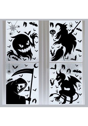 Dianziye Halloween Penceresi Elektrostatik Sticker 8 Adet: Kâbus, Cadı, Koca Ağız, Şeytan, Kemer, Hayalet Ağaç, Balkabak Hayali,ölü Adam - Tekrarlı Kullanım, Zımba Yok, Parti Dekorasyonu Diğer
