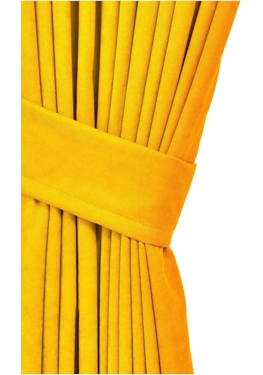 Cheap's Home Petek Dokulu Kadife Dokuma Sık 1 X 3 Pileli Fon Perde Koyu Sarı