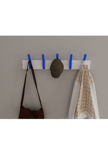 Hepsi3boyutlu Modern Duvar & Kapı Kanca Askılık - 5 Adet Mavi Kanca Askılık - Model No : 3 Mavi
