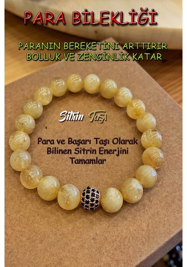 Doğal Taş Sitrin Bilekliğimiz Çok Renkli