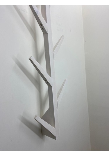 Doğal Ahşap Vestiyer, Dekoratif 8 Askılı Portmanto Beyaz