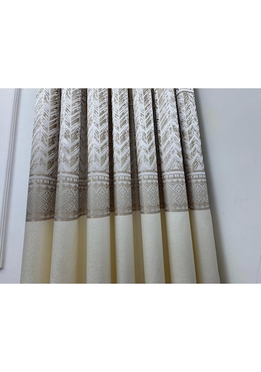 Nivemeshome Avşa Desen:632349 2004 Krem 1/3 Sık Pile Fon Perde Apm Krem
