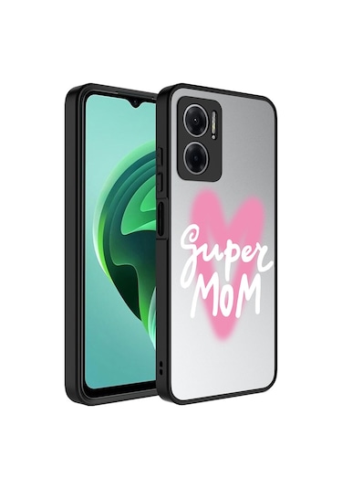 Xiaomi Redmi Note 11e Kılıf Aynalı Desenli Kamera Korumalı Parlak Zore Mirror Kapak Süper Anne