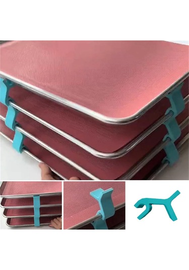 12 Adet Fırın Tepsisi İstifleyicileri Yerden Tasarruf Sağlayan Tepsi İstifleyicileri Mavi