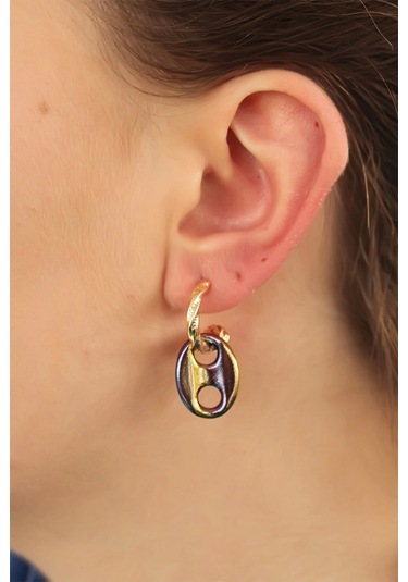 Renkli Hematit Taşlı Küpe Seti Çok Renkli