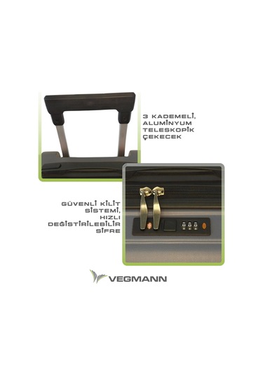 Vegmann Tartılı Scavel Antrasit Büyük Boy Valiz Antrasit