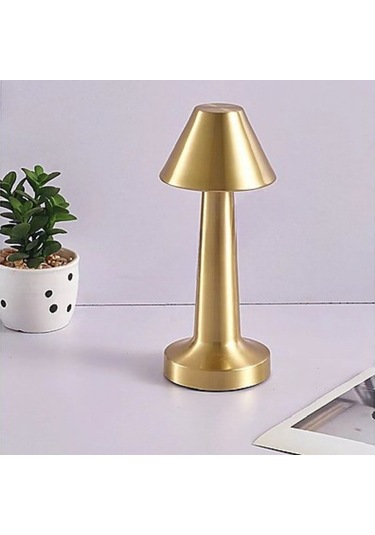 Buffer Çatı Model Gold Renk Şarjlı Dokunmatik 3 Renkli Led Masa Lambası Gold