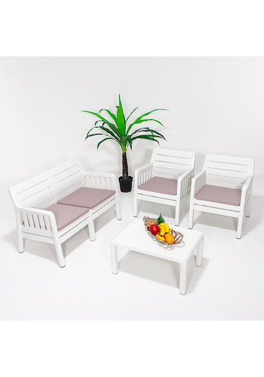 Lara 2 1 1 S Bahçe Takımı Balkon - Bahçe - Teras Mobilyası / Beya Beyaz