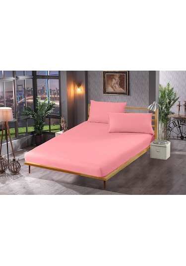 Lastikli Çarşaf Ve Yastık Kılıfı Tek Kişilik / Pembe
