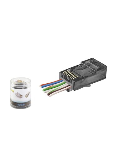 Cat6 Ez Rj45 Konnektör - 100 Adet Siyah / Özel Plastik Kutulu Nd2402