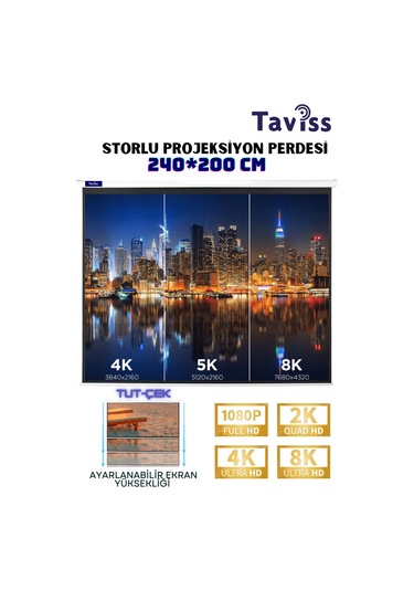 240x200 Cm Storlu Manuel Projeksiyon Perdesi