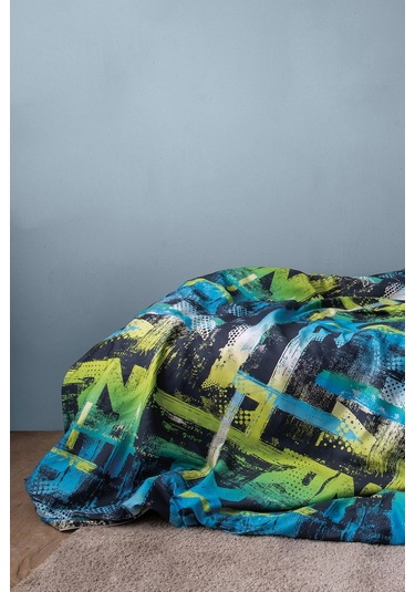 Aqua 210 Tc 83 Tel Dijital Pamuk Saten Tek Kişilik Nevresim Takımı Çok Renkli