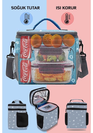 Yclshop Termoslu Buzluk Çanta Askılı Soğutuculu Yalıtımlı Termal Mavi