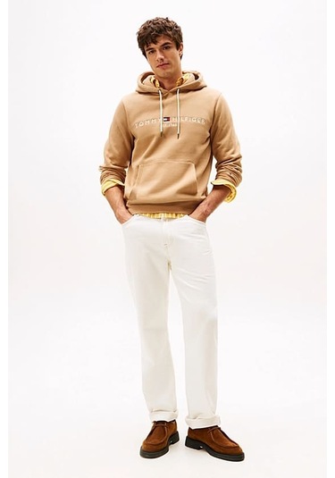 Erkek Regular Fit Kapüşonlu Logolu Sweatshirt - Açık Camel Timeless Camel