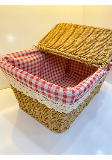 Hasır Piknik Sepeti Sarı