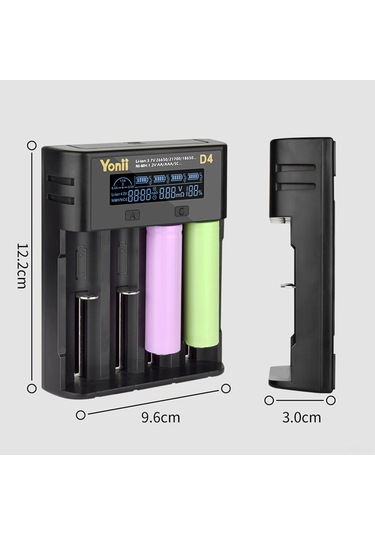 Samdoo Yonıı D4 4-lü Li-ion/ni-mh Şarj Cihazı, 18650 Pil Desteği, Lcd Ekran Ve Çoklu Güvenlik Koruması