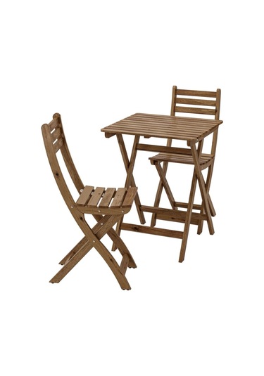 Askholmen Katlanabilir Masa Ve Sandalye Seti, Açık Kahverengi Kahve